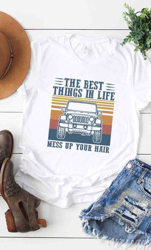 Jeep life messy hair graphic tee