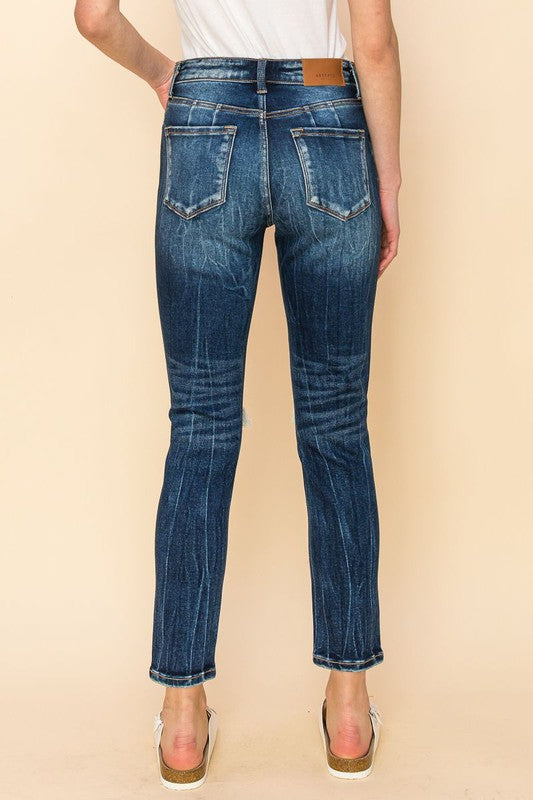 HIGH RISE STRETCH ANKLE CIGARETTE JEANS