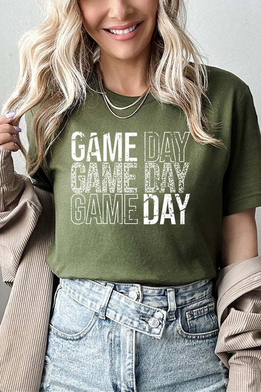 Fall Football Tee Game Day Dist Leop Stack Graphic