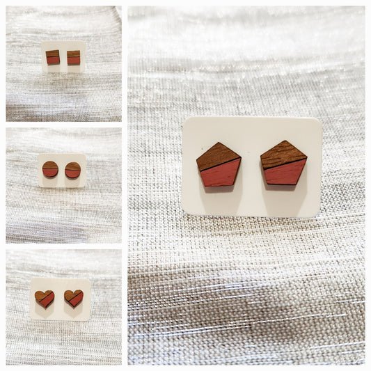 Burgundy Two Tone Studs