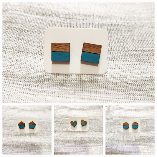 Teal Two Tone Studs