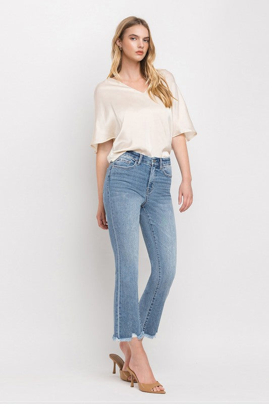 High Rise Crop Flare Jeans