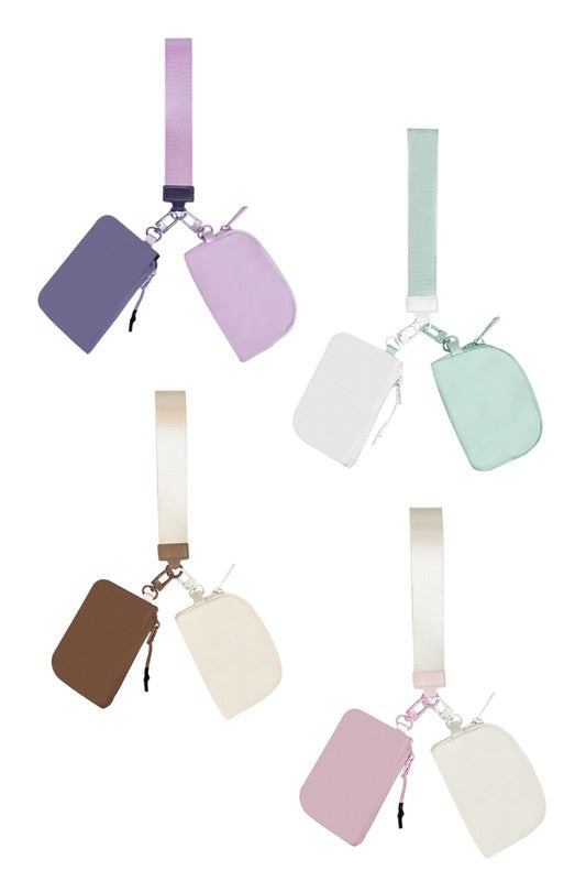 Nylon Double Pouch Wristlet Wallets