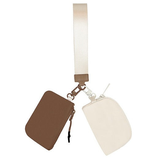 Nylon Double Pouch Wristlet Wallets