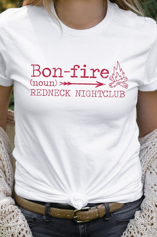 Bonfire Redneck Nightclub Fire Side Graphic Tee