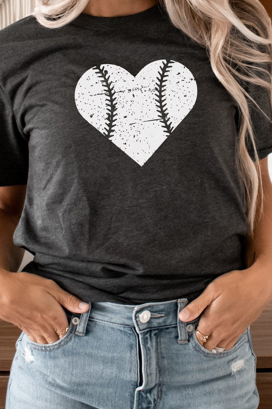 Heart Baseball Season Sports Game Graphic Tee