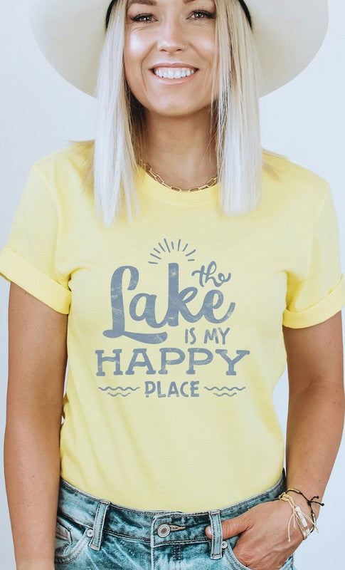 Vintage The Lake is My Happy Place Graphic Tee